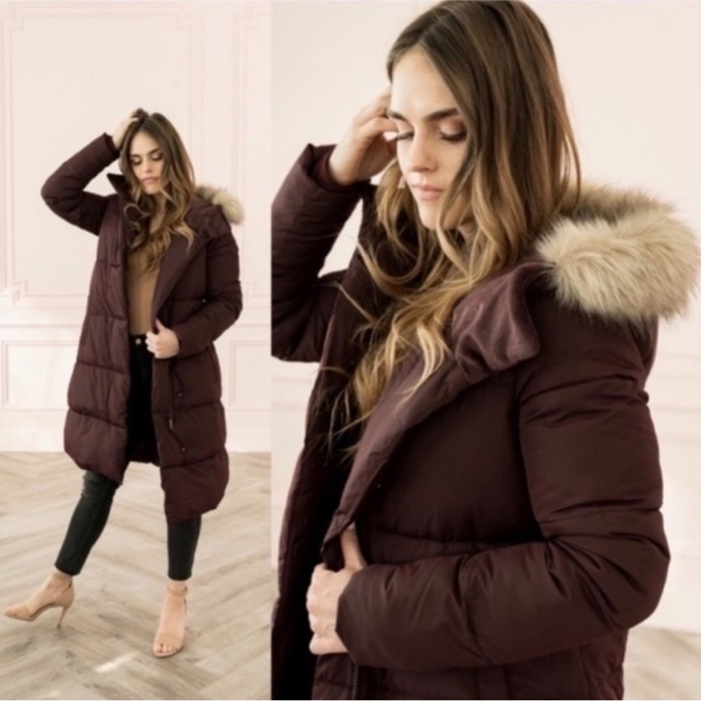 NWT Rachel Parcell Maroon Puffer Winter Coat!!